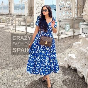 Zara printed poplin midi dress